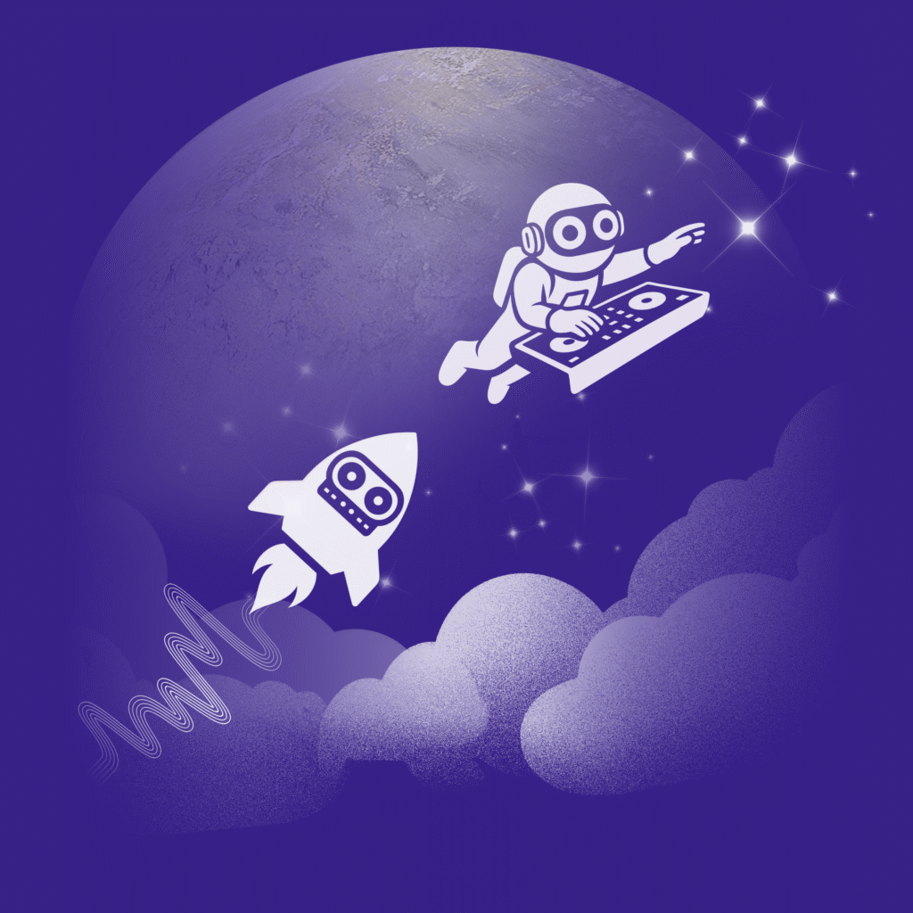 purple glitch gradient basstronauta